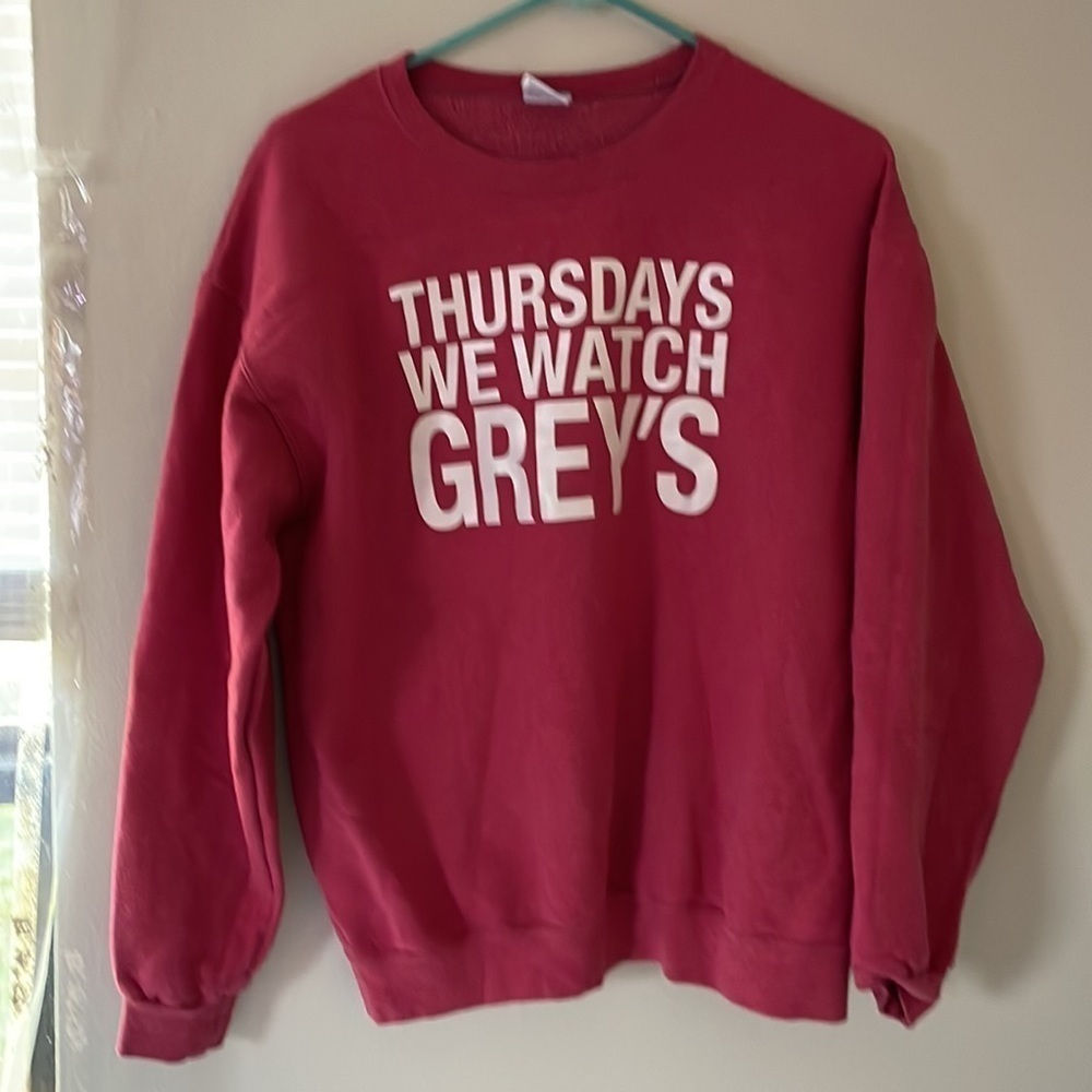 Medium red Thursdays we watch greys anatomy  sweater pull over sweater